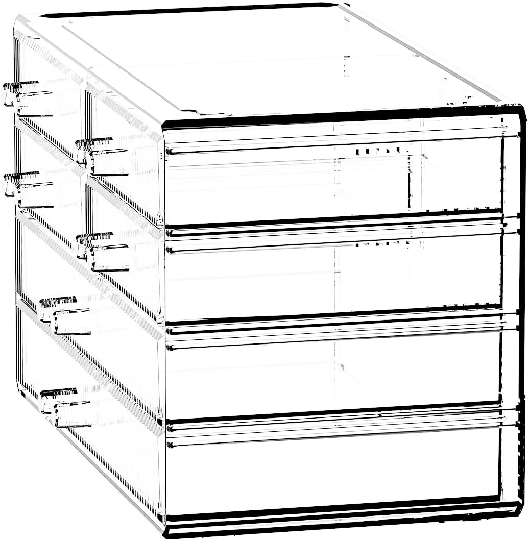 ZHIAI Stackable Storage Drawers, Acrylic Bathroom Counter Organizer Clear Makeup Organizers for Vanity, Kitchen Cabinets, Bathroom, Undersink, Home Organization and Storage (6 Drawers, Pattern F)-FemmiqueWomen