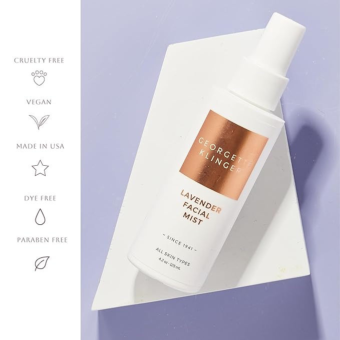 Georgette Klinger Lavender Facial Mist - Moisturizing and Long-Lasting Facial Spray with Aromatherapy, Antioxidants, and Skin-Plumping, Makeup Setting for Dewy, Hydrated Skin - 4.2 oz-FemmiqueWomen