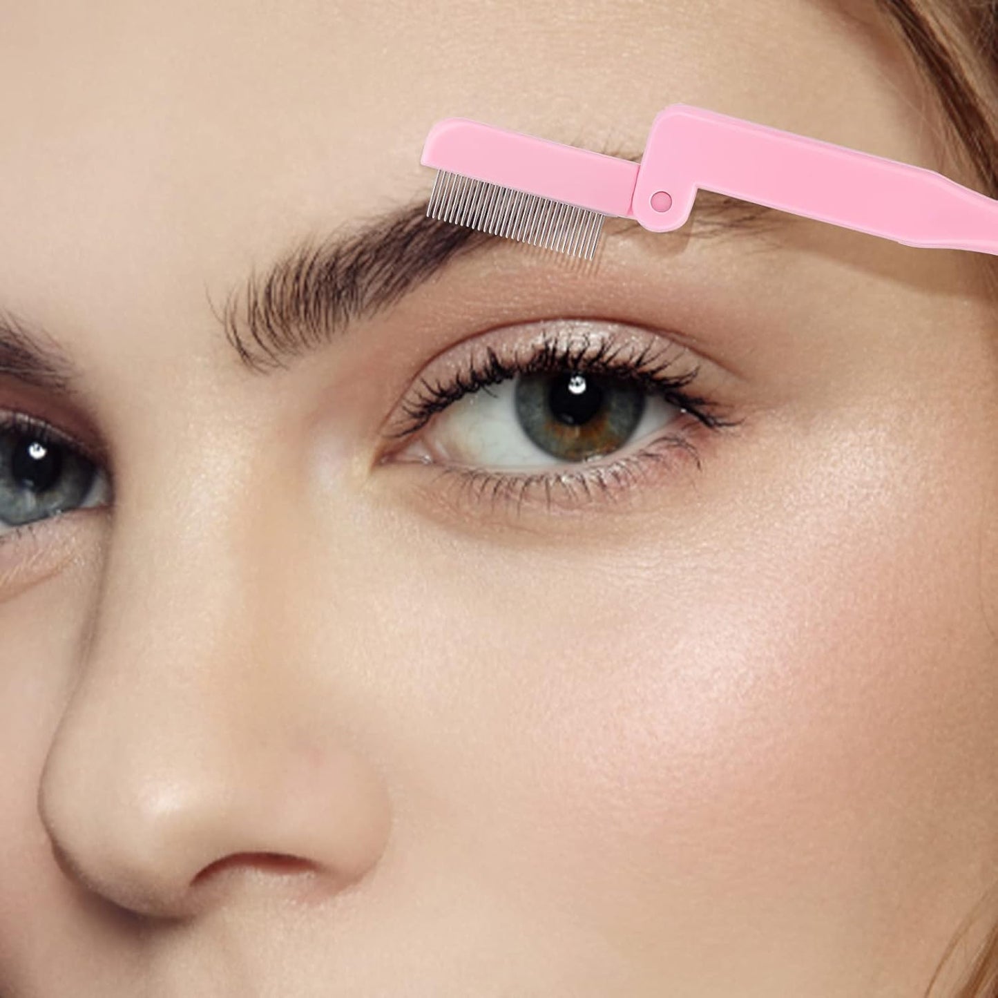 G2PLUS 2PCS Folding Eyelash Comb, Eyelash Separator Tool, Pink Eyebrow Comb Metal Teeth, Eyelash Brush Tool for Lash & Brow-FemmiqueWomen