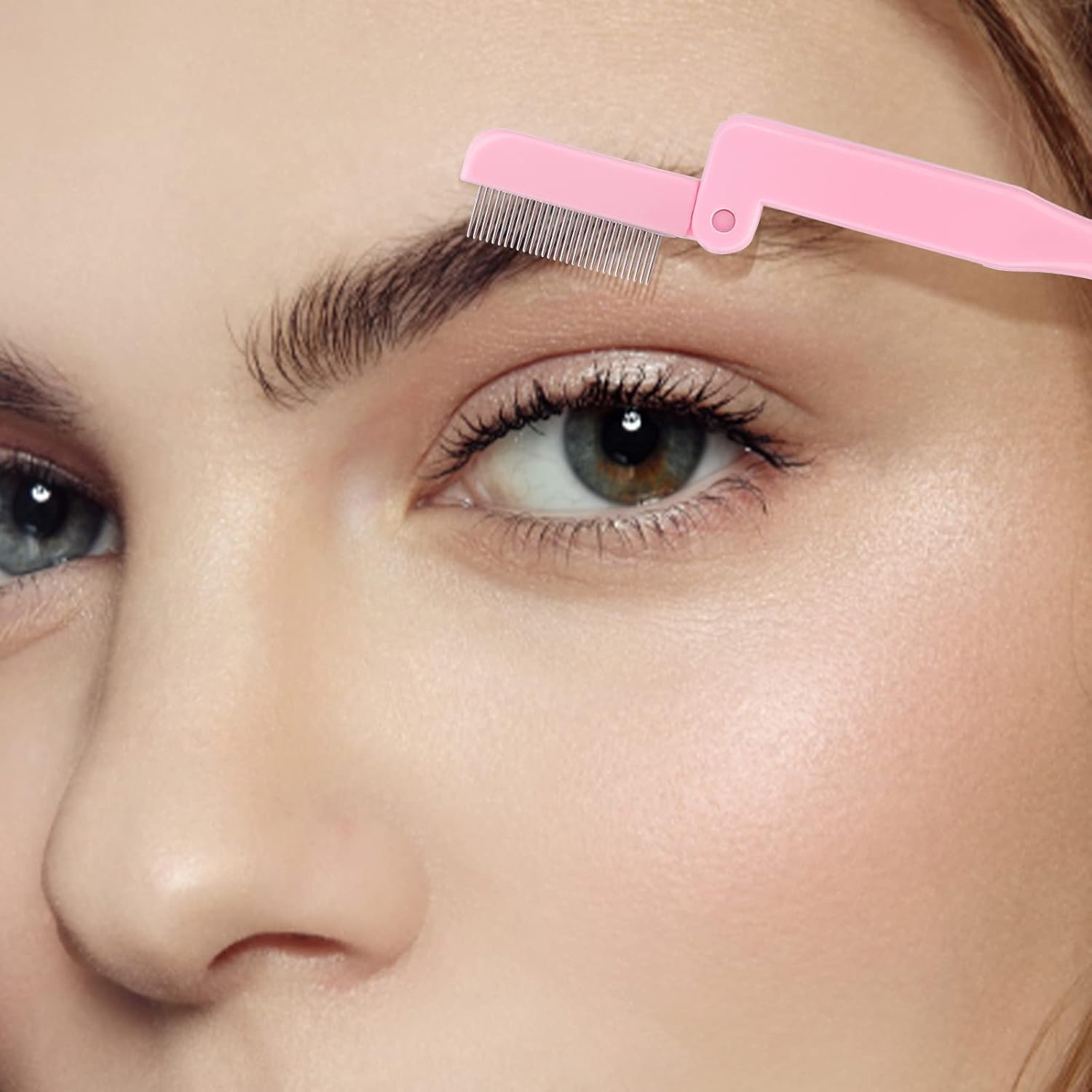 G2PLUS 2PCS Folding Eyelash Comb, Eyelash Separator Tool, Pink Eyebrow Comb Metal Teeth, Eyelash Brush Tool for Lash & Brow-FemmiqueWomen