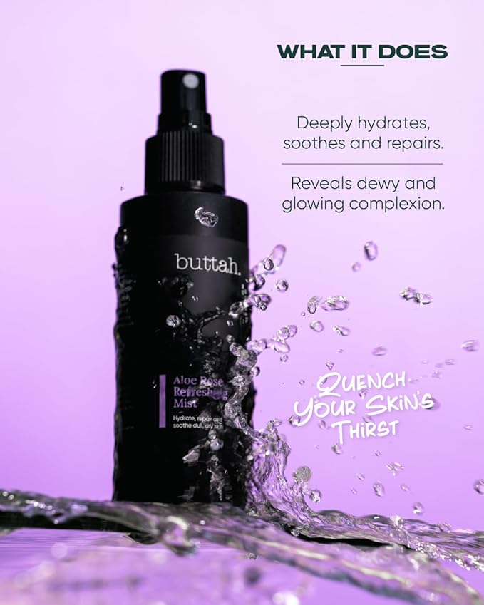 Buttah Skin by Dorion Renaud Aloe Rose Refreshing Mist 4oz - Hydrating Rose Water Face Spray - Refreshing Aloe Facial Mist - Naturally Based Skin Care for Men & Women - Black-Owned Skincare-FemmiqueWomen