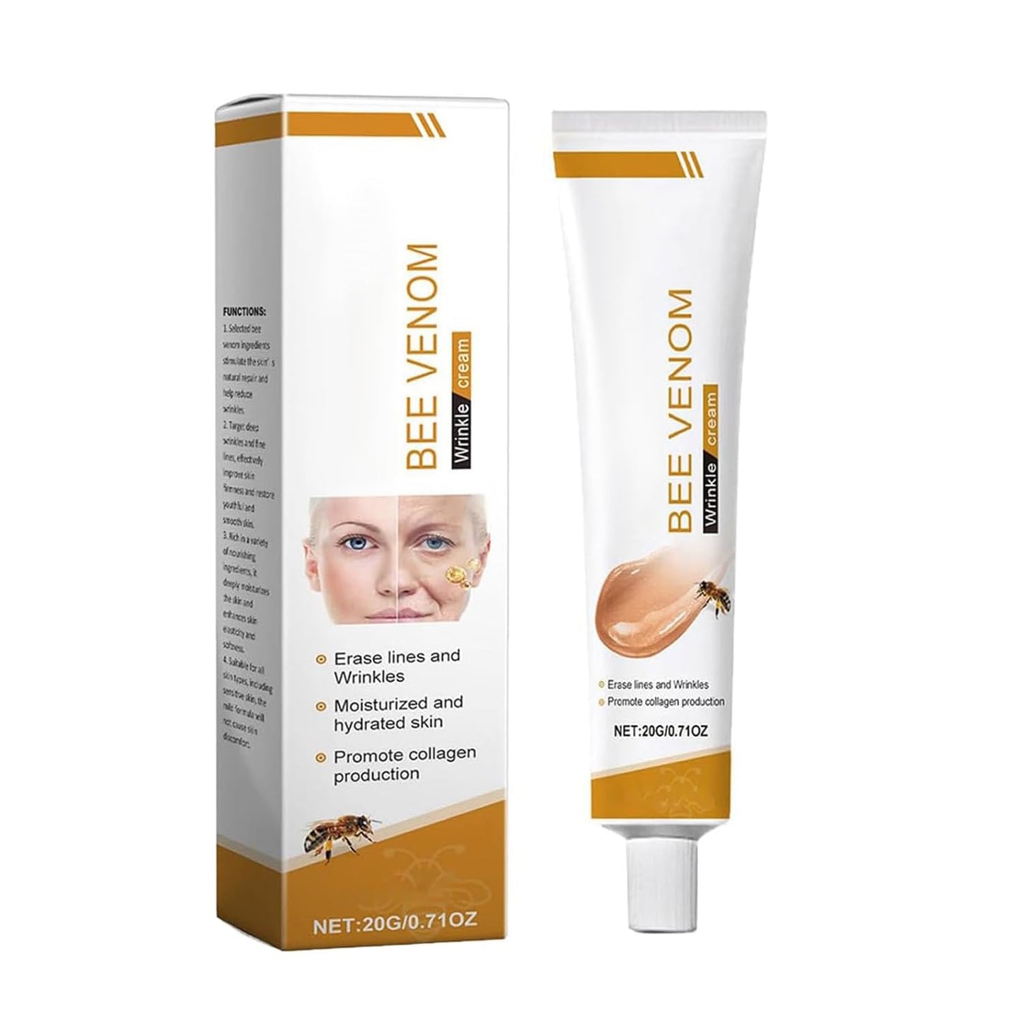 Bee Venom Moisturiser Cream Wrinkle Removal & Firming, Anti-Aging Eye & Face Bee Venom Skin Treatment Cream (1 Pack, 0.71Oz)-FemmiqueWomen