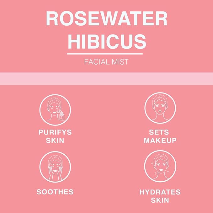 Rose Water Spray for Face & Body Refreshment with Moisturizing Hyaluronic Acid and Hibiscus water | Instant Hydration, Cooling, Calming & Conditioning (8 FL OZ)-FemmiqueWomen