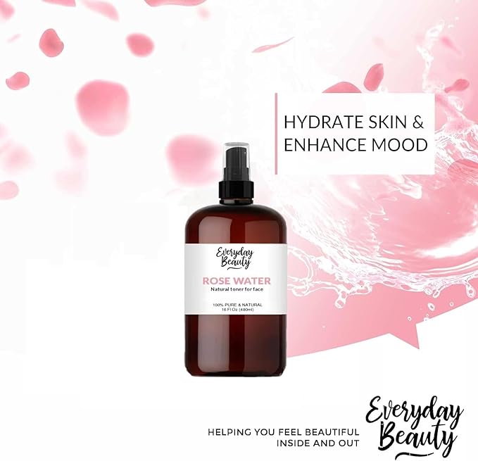 Rose Water Facial Toner - 16oz Bulk Alcohol-Free Vegan All Natural Refreshing for Face and Hair - Uplifts, Calming & Soothing for All Skin Types-FemmiqueWomen