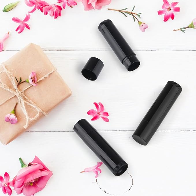100 Pcs 5.5ml Bulk Empty Lip Balm Tubes Refillable Plastic Lip Gloss Container Travel Lipstick Tubes Chapstick Tubes Holder For DIY Homemade Lip Balm (black)-FemmiqueWomen