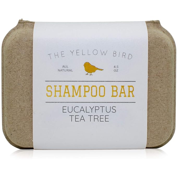 The Yellow Bird Eucalyptus Tea Tree Shampoo Bar. All Natural & Organic Ingredients. Sulfate Free, Detergent Free, Color Safe, and Silicone Free. Vegan, Plastic Free, Zero Waste Shampoo Soap-FemmiqueWomen