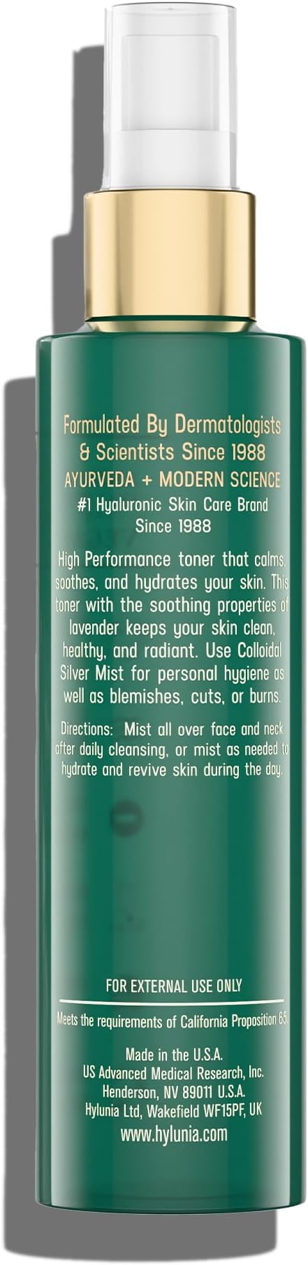 Hylunia Colloidal Silver Mist Toner 5.1 fl. oz. – Hydrating Versatile Toner for Acne-Prone Inflamed Skin | Infused with Colloidal Silver & Lavender for Glowing Skin Cuts & Burns, Body-Refresher-FemmiqueWomen