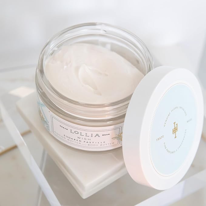 LOLLIA Wish Body Butter, 5.5 oz. - Sugared Pastille Fragrance - Shea Butter & Cocoa Butter, Body Lotion for Women, Hydrating & Smooth Body Moisturizer-FemmiqueWomen