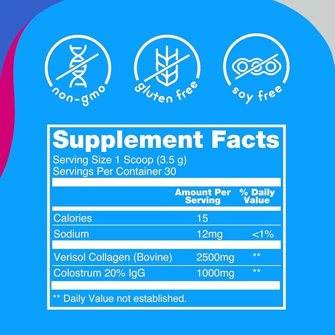 Zena Nutrition Bovine Colostrum & Collagen Powder Supplement for Gut Health, Immune Support, Digestion, Hair, Skin & Nails, Unflavored, Gluten & Sugar Free, 30 Servings-FemmiqueWomen