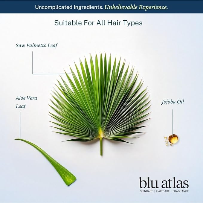 Blu Atlas Men's Natural Shampoo – Organic, Sulfate-Free, Paraben-Free – Deep Cleansing & Hydrating – Classic Scent (Bergamot, Sage, Patchouli) – Made in America– 8 oz-FemmiqueWomen