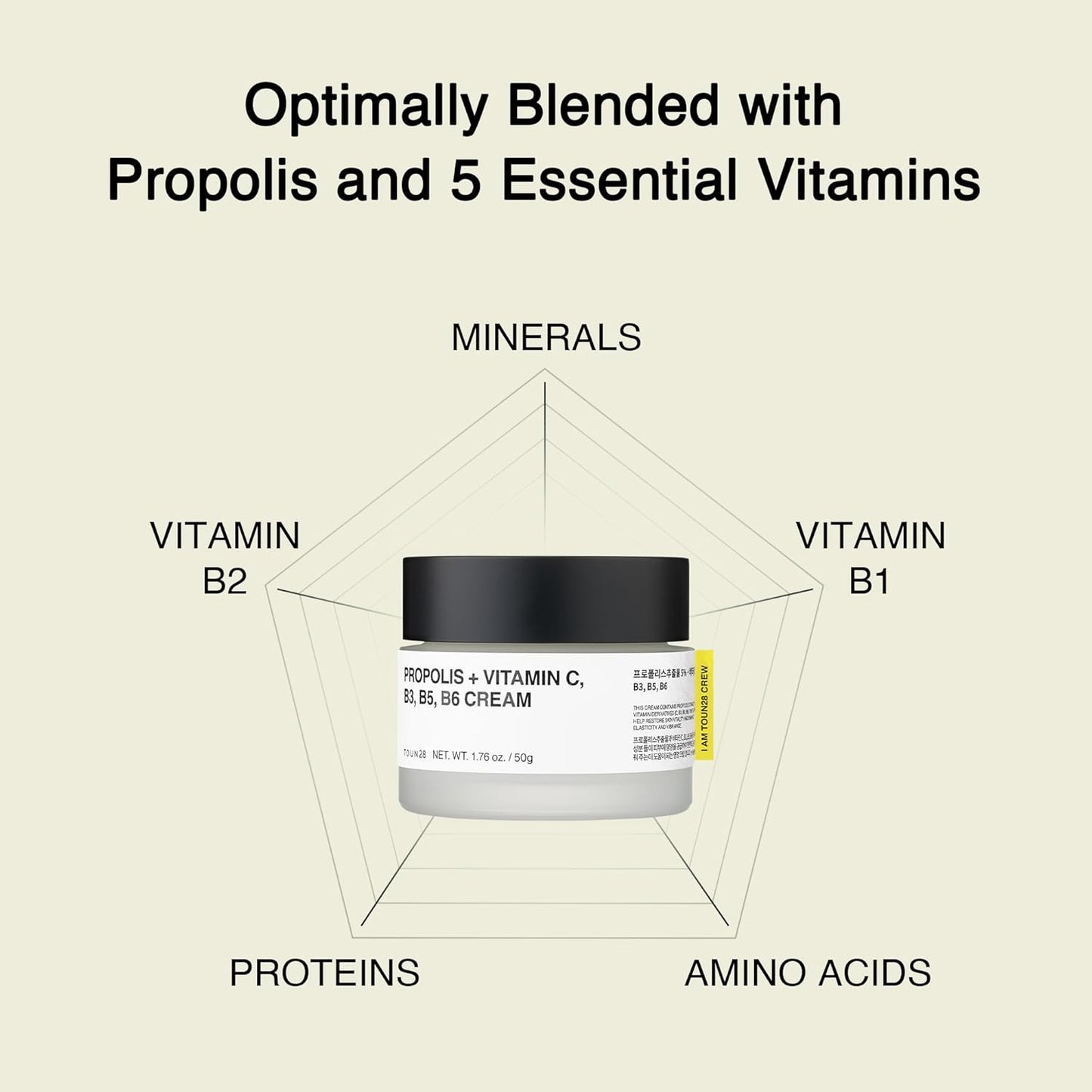 TOUN28 Propolis Vitamin C & B Complex Cream 1.76 oz (50g) | Moisturize, Nourish & Strengthen Skin Barrier with Propolis Extract| Korean Skincare for Sensitive Skin-FemmiqueWomen