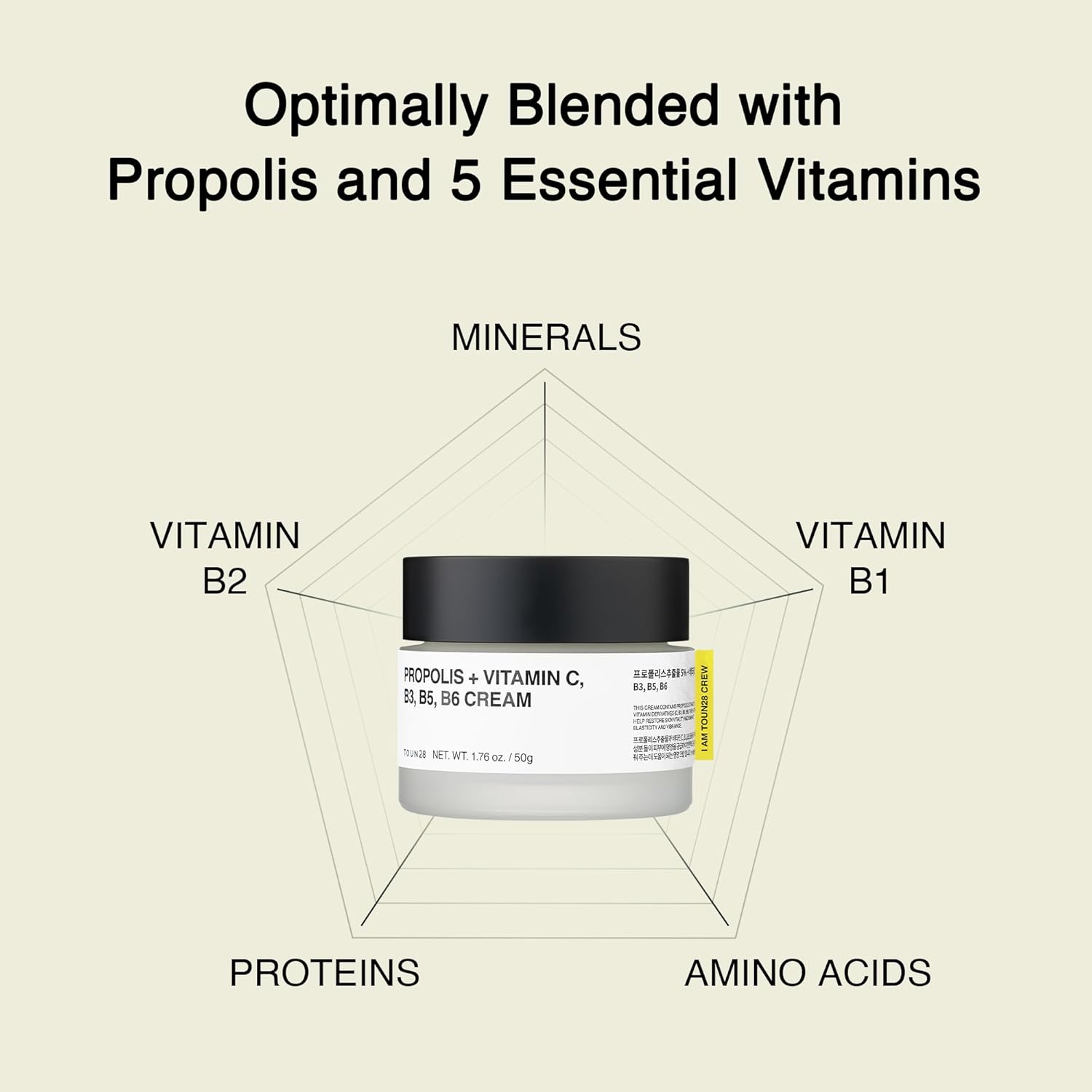 TOUN28 Propolis Vitamin C & B Complex Cream 1.76 oz (50g) | Moisturize, Nourish & Strengthen Skin Barrier with Propolis Extract| Korean Skincare for Sensitive Skin-FemmiqueWomen