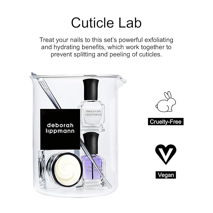 Deborah Lippmann Cuticle Lab | Cuticle Oil, Remover and Pusher with Repair Cream | No Soaking, No Peeling, No Nipping | 4-Piece Set