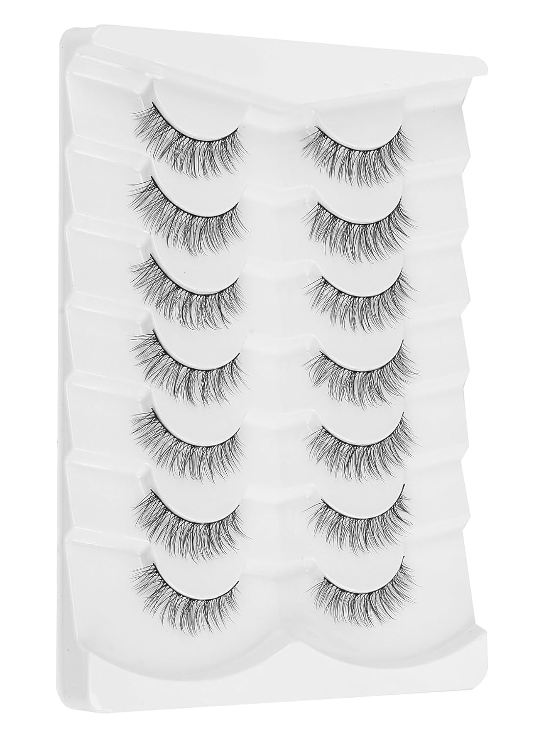 Eyelashes Short Natural Lashes Wispy Eyeashes Natural Look 10mm Strip Lashes False Eyelashes C Curl Eye Lashes Pack 0.1MM Thin Band 3D Volume Soft Eyelash Siligli Lash 7 Pair-FemmiqueWomen