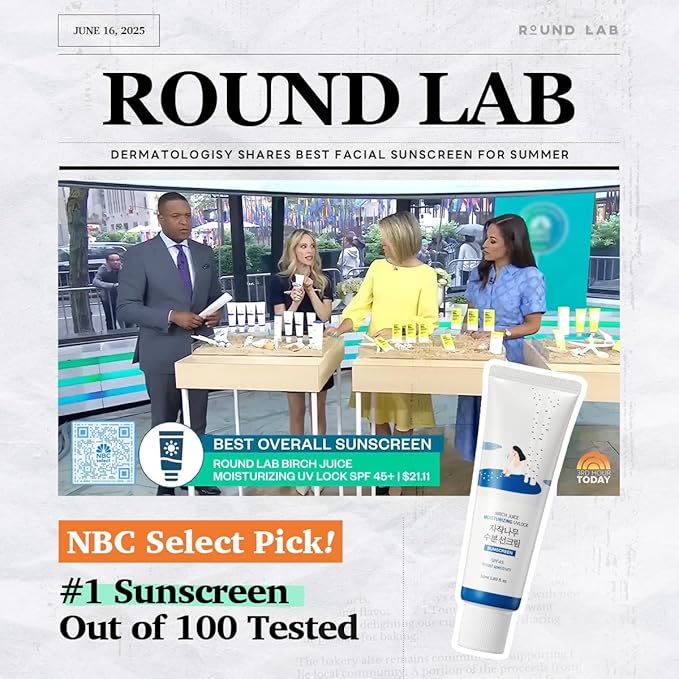 ROUND LAB Birch Juice Moisturizing UV LOCK SPF 45 | NBC No1 SPF, Glow Sunscreen for Daily Skincare, Non-toxic, UV Protection, Lightweight, Oil-Free, Organic, Korean Sunscreen (1.69 Fl Oz)-FemmiqueWomen