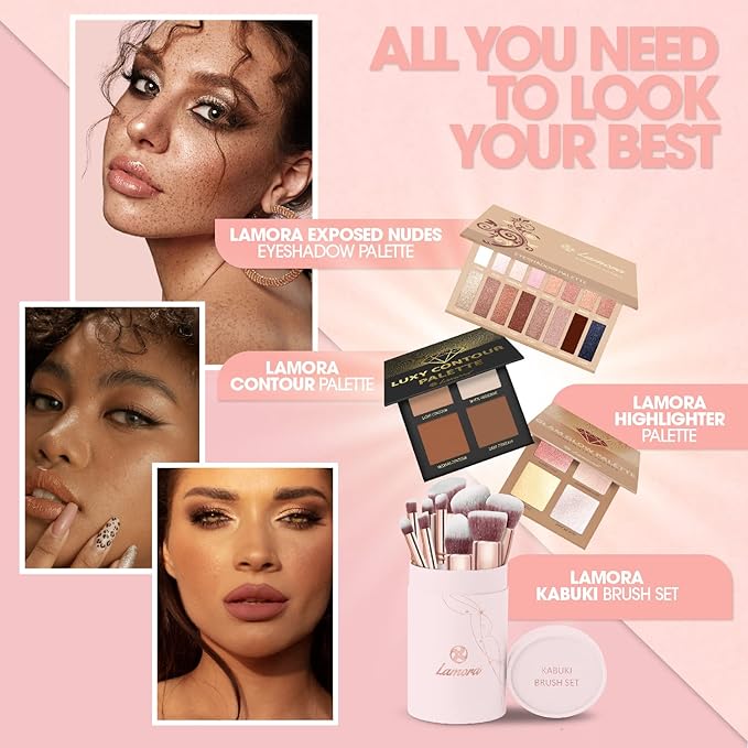 Kabuki Makeup Brush Set - Foundation Powder Blush Concealer Contour Brushes - Perfect for Liquid, Cream or Mineral Products - 10 Pc Collection with Premium Synthetic Bristles for Eye and Face Cosmetic-FemmiqueWomen