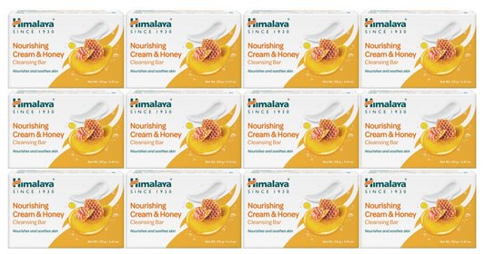 Himalaya Nourishing Cream & Honey Cleansing Bar, Face and Body Soap for Soft Skin, 4.41 oz, 12 Pack-FemmiqueWomen