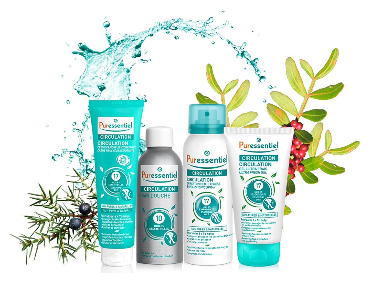 Puressentiel Circulation Moisturizing Cooling Cream - 100% Pure And Natural Oils - Alcohol Free - Supports Circulation - Provides Instant, Lasting Relief For Tired Legs, Ankles And Feet - 3.4 oz-FemmiqueWomen