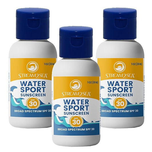 STREAM 2 SEA SPF 30 Mineral Sunscreen Biodegradable and Reef Safe, 1 Fl oz Travel Size Pack of 3, Paraben Free Non Greasy and Moisturizing Mineral Sunscreen For Face and Body Against UVA and UVB-FemmiqueWomen