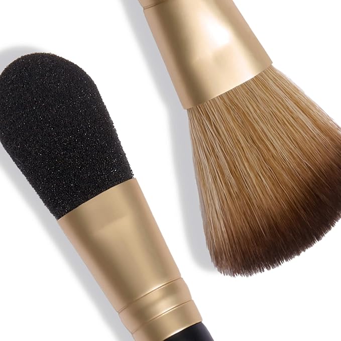 LAURA GELLER NEW YORK Dual-Ended Highlighter Brush - Multipurpose Makeup Brush for Highlighter, Blush, Bronzer and More - Includes Dual-Fiber Vegan Bristles and Satin Paddle for Flawless Application-FemmiqueWomen