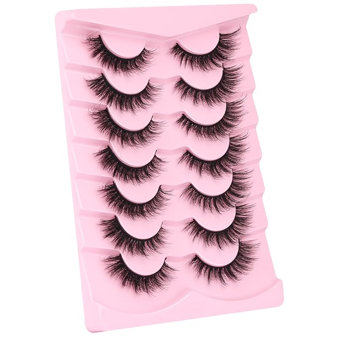 Kiromiro Lashes False Eyelashes Cat Eye Faux Mink Lashes Wispy Strip Lash 6D Volume Fake Lash Natural Look Eyelashes Pack 7 Pairs-FemmiqueWomen