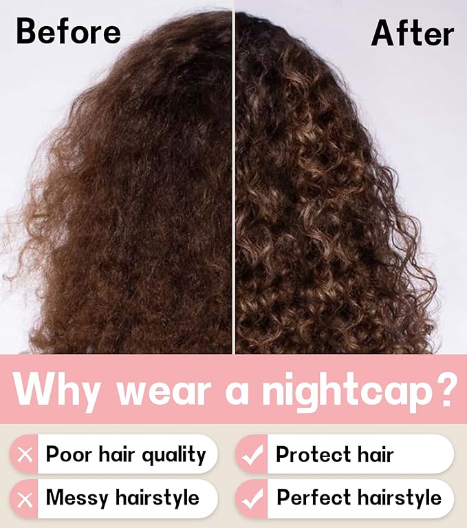 100% Mulberry Silk Bonnet for Sleeping for Curly Hair and Braids, Wrap with Adjustable Strap for Women and Men, Silk, Not Satin(1Pc,Pink