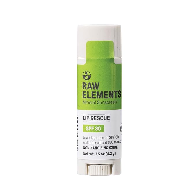 Raw Elements Organic Outdoor Sunscreen Lip Balm Rescue - SPF 30, UVA-UVB Protection, Reef-Safe, Non-Nano Zinc, Water Resistant, 0.15 oz (Pack of 1)-FemmiqueWomen