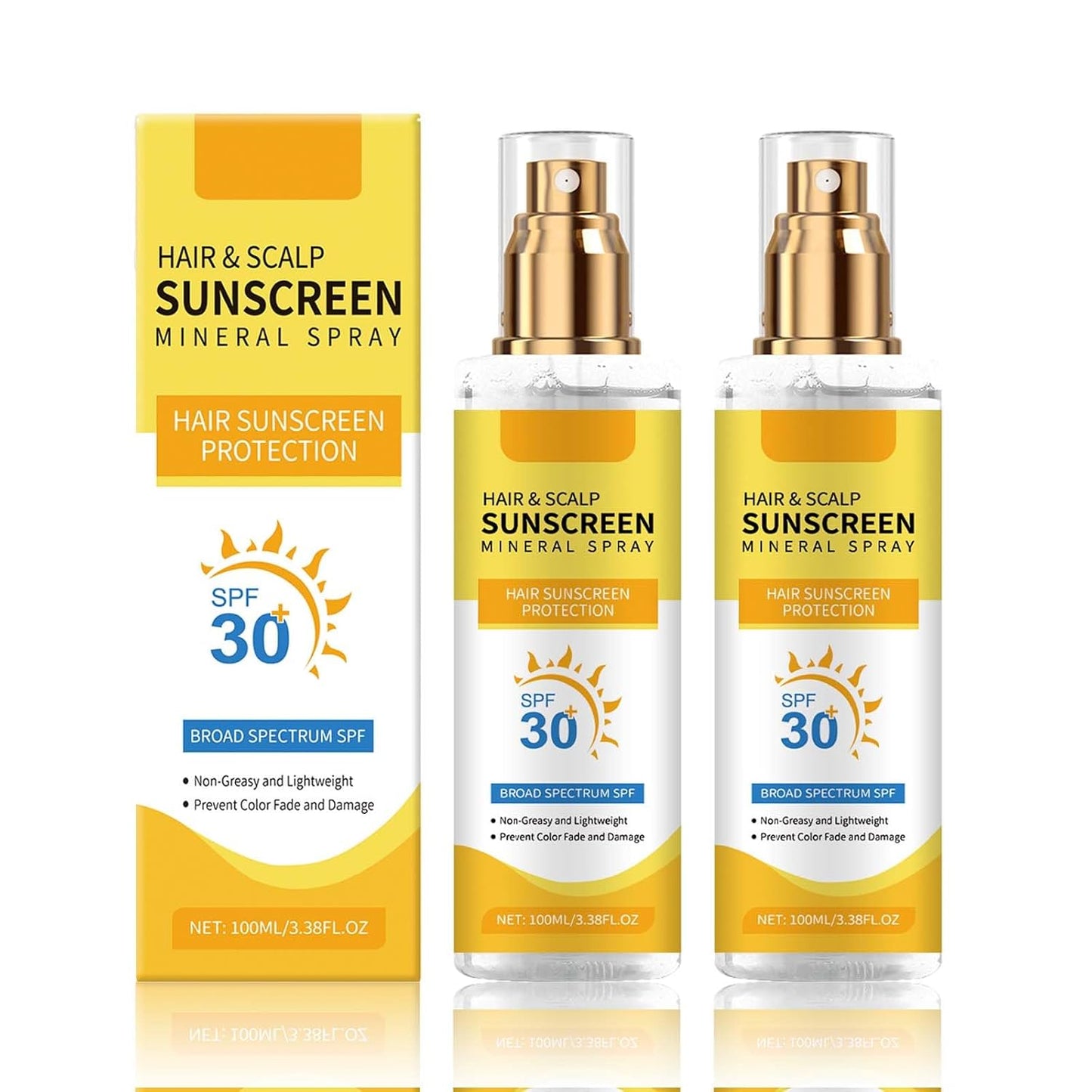 2PCS Ultimate Hair & Scalp Sunscreen Spray SPF 30, UV Protection for Scalp and Hair, Lightweight Breathable, Beach & Pool Essentials, for All Hair Colors and Types-FemmiqueWomen