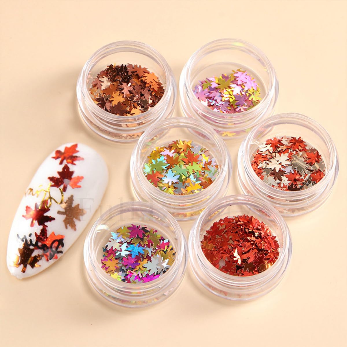 3D Maple Leaf Glitter Nail Sequins Fall Nail Stickers Autumn Nail Glitters Holographic Vintage Maple Leaves Nail Designs Thanksgiving Nail Decals for Manicure Decoration-FemmiqueWomen