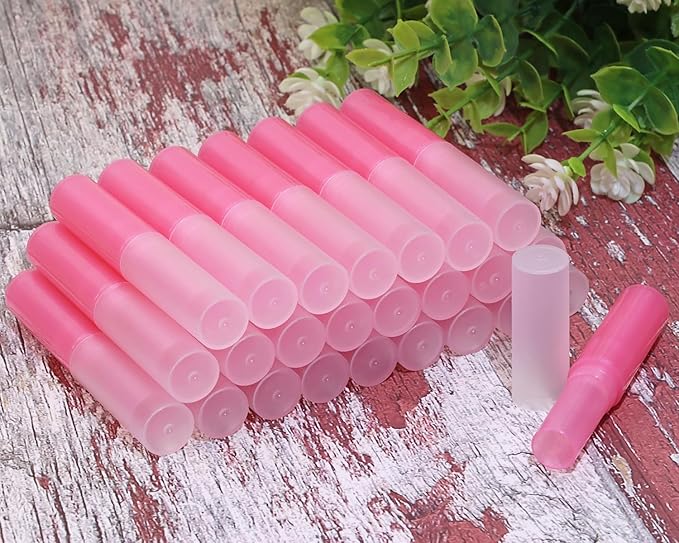 0.14oz Empty Flavored Lip Balm Container Tubes Plastic Homemade Moisturizing Lip Stick with Caps Bulk Fit for Women Adult DIY Making Supplies, 25 Count (Red)-FemmiqueWomen