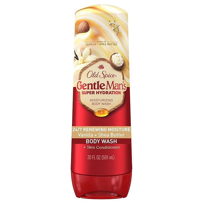 Old Spice Body Wash GentleMan’s Super Hydration for Men, 24/7 Renewing Moisture, Gentle on Skin with Skin Conditioners, Vanilla + Shea Butter Scent, 20 oz-FemmiqueWomen
