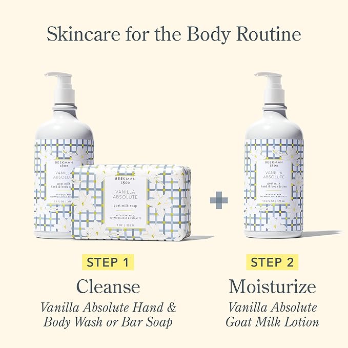 Beekman 1802 Goat Milk Body Lotion, Vanilla Absolute - Scented - 12.5 oz - Deeply Moisturizing With Shea Butter & Jojoba Seed Oil - For Sensitive Skin - Ready for Use, Pump Inserted - Cruelty Free-FemmiqueWomen