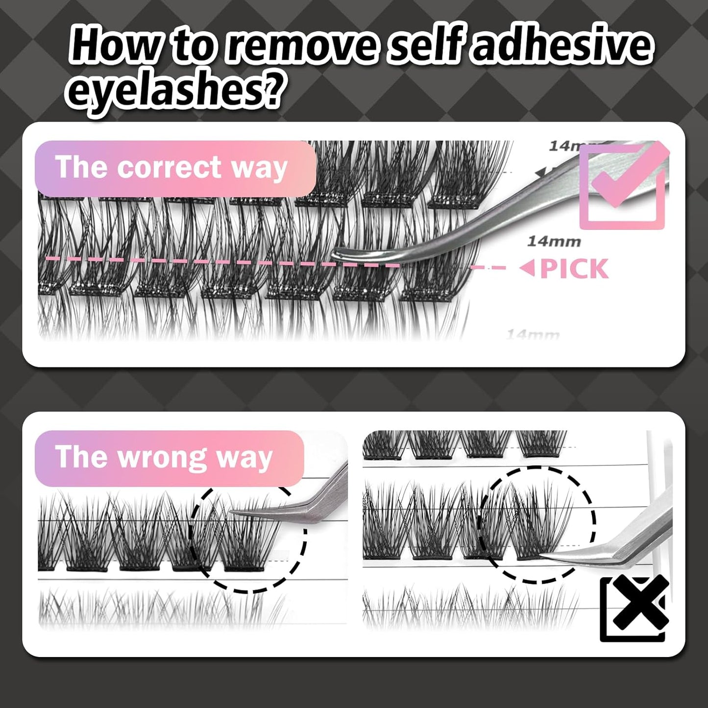 Self Adhesive Eyelashes, 156 Pcs Self Adhesive Eyelash Clusters, No Glue Needed, Invisible 2-Strip Tape - Longer Lasting, No Sticky Residue Pre Glued Eyelashes (Volume-Mixed)-FemmiqueWomen