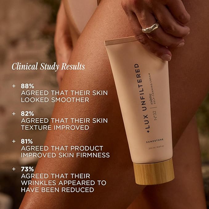 '+ Lux Unfiltered N°32 Body Sculpting Gradual Tanning Lotion - Self Tanner Firming Body Lotion with Peptides and Caffeine - Firms & Tones Skin - Vegan & Cruelty-Free Sunless Tanner - Sandstone-FemmiqueWomen