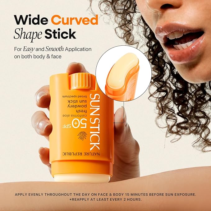 Nature Republic California Aloe Fresh Powdery Sun Stick Broad Spectrum SPF50+ | Korean Sunscreen Travel Size Suncare Sunblock, No Whitecast, non-sticky, Water resistant-FemmiqueWomen