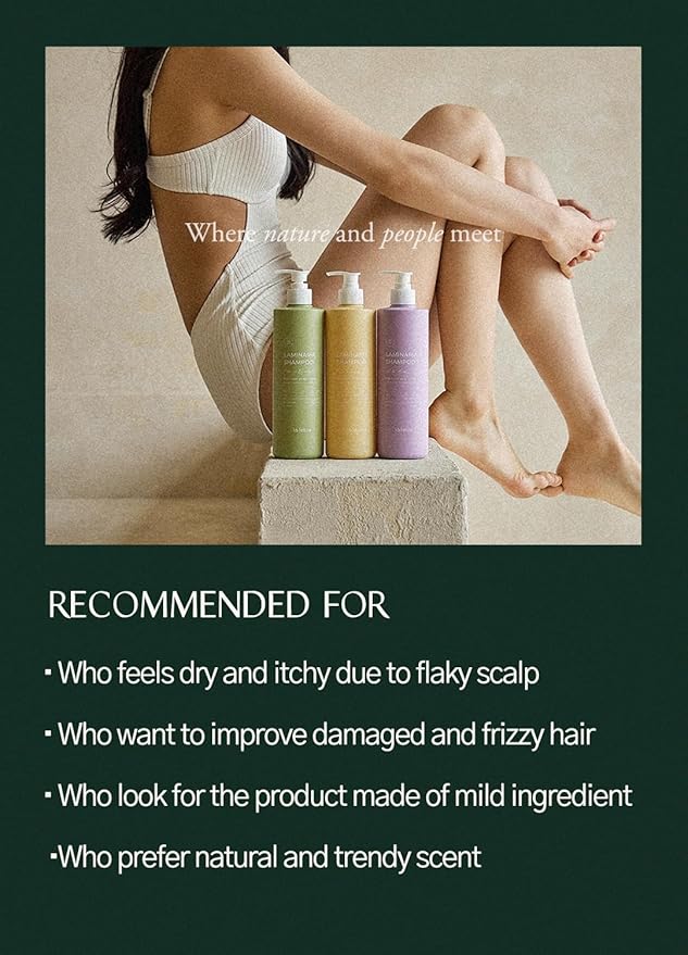 laferme Laminaria Shampoo with Organic Ingredient, Korean Clarifying Shampoo, Hydrating for Dry Hair, Strengthening for Weak Hair, Sulfate & Paraben-Free, for Women & Men,16.9 FL. OZ, Pine Eucalyptus-FemmiqueWomen