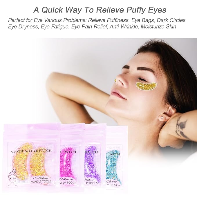 24K Gold Under Eye Patches Gel Eye Pad Hot Cold Eye Mask,Eye Masks Skincare for Removing Dark Circles and Puffiness,Reduce Wrinkles,Eye Bags and Fine Lines (68 Pcs-FemmiqueWomen