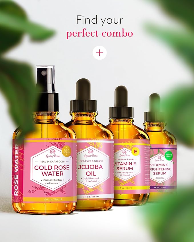 24 Karat Gold Rose Water Toner by Leven Rose Natural Moroccan 24K Rosewater Toner 4 oz-FemmiqueWomen