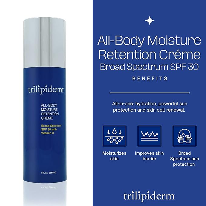 Trilipiderm Moisturizing Sunblock 8oz All Day Hydration for Body and Face, Vitamin D Enriched Broad Spectrum Sunscreen, Two Pack-FemmiqueWomen