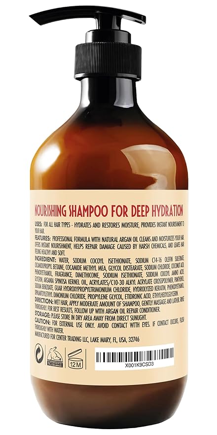 Moroccan Argan Oil Shampoo - Sulfate SLS Paraben Free Moisturizing Treatment for Women and Men - For All Types Including Curly, Dry, Damaged and Oily Hair - Hydrating and Nourishing - Salon Grade-FemmiqueWomen