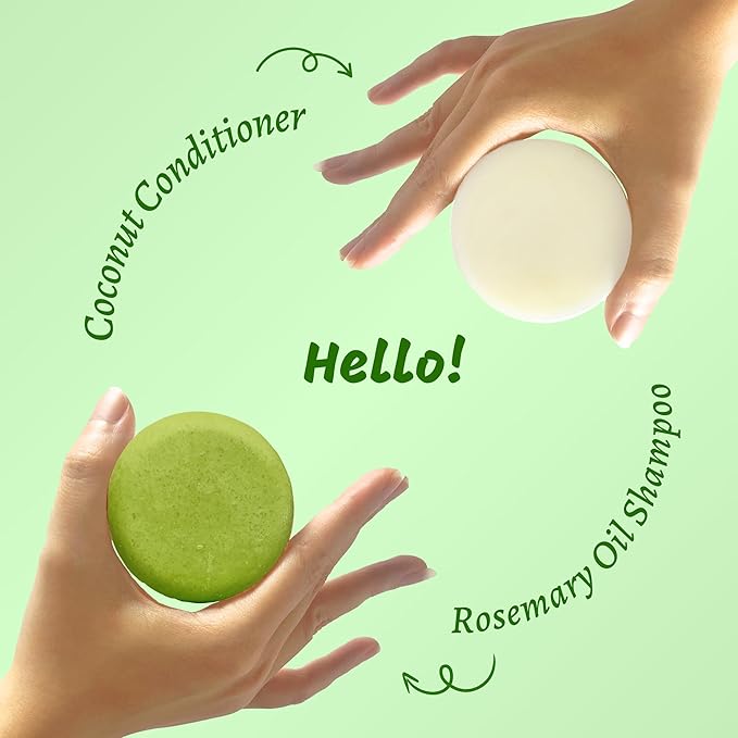 Rosemary Shampoo and Conditioner Bar Set 3 - Hair Growth, Regrowth, and Anti Hair Loss - Natural Solid Shampoo Bars for Women with Straight, Curly Hair for Thinning, Thickening Sulfate & Silicone free-FemmiqueWomen