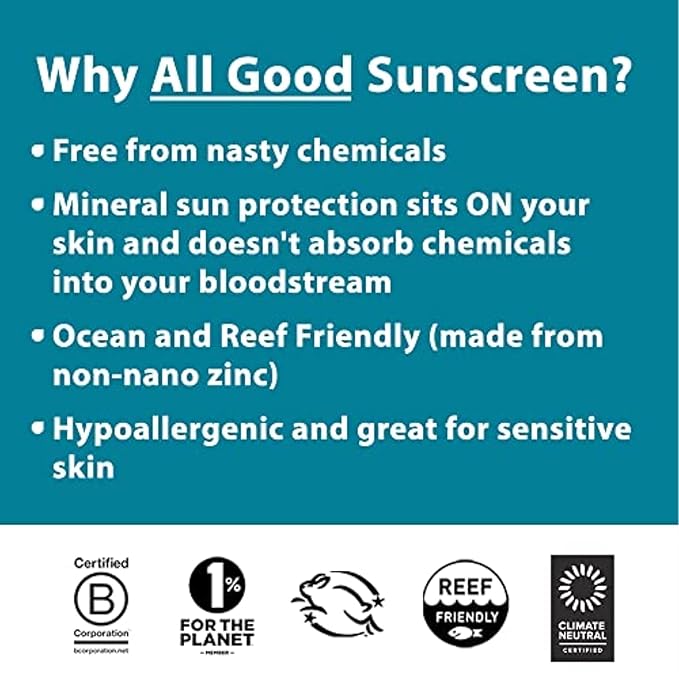 All Good Sunstick - Face Sunscreen, Water Resistant, UVA/UVB Broad Spectrum SPF 30+, Coral Reef Friendly - Beeswax, Zinc, Vitamin E, Shea Butter (Unscented)-FemmiqueWomen