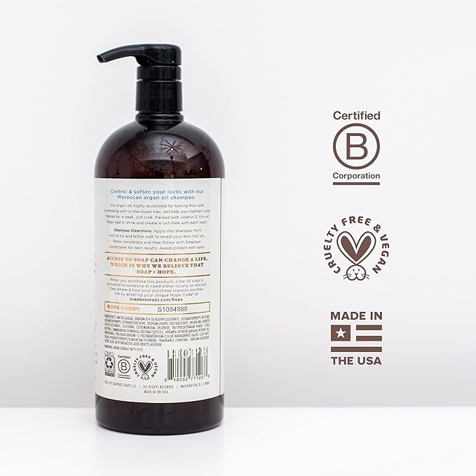 Soapbox Argan Oil Shampoo, Harsh Sulfate Free, Paraben & Silicone Free, Color Safe, and Vegan Hair Shampoo | Control & Soften Shampoo (33.8 Ounces)-FemmiqueWomen