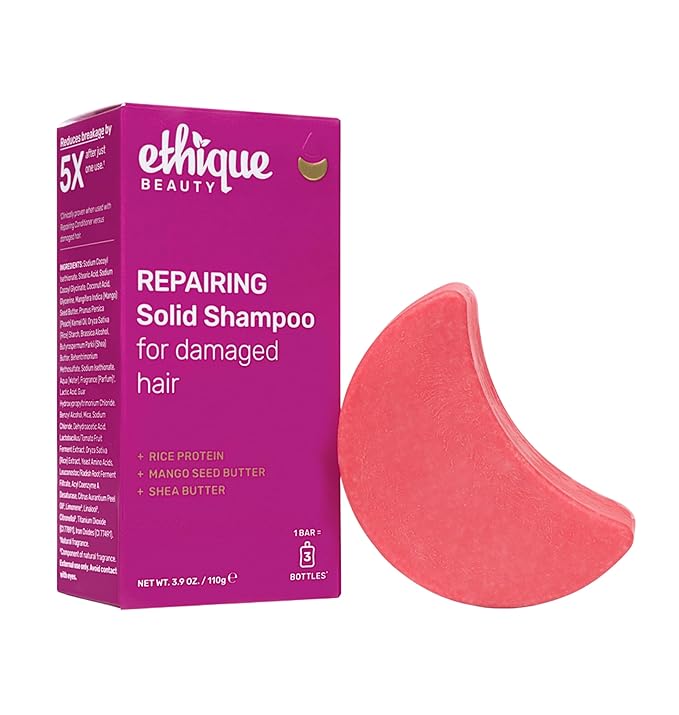 Ethique Repairing Shampoo Bar for dry, damaged hair with Rice Protein - Plastic-Free, Vegan, Cruelty-Free, 3.88 oz - Formerly Sorbet-FemmiqueWomen