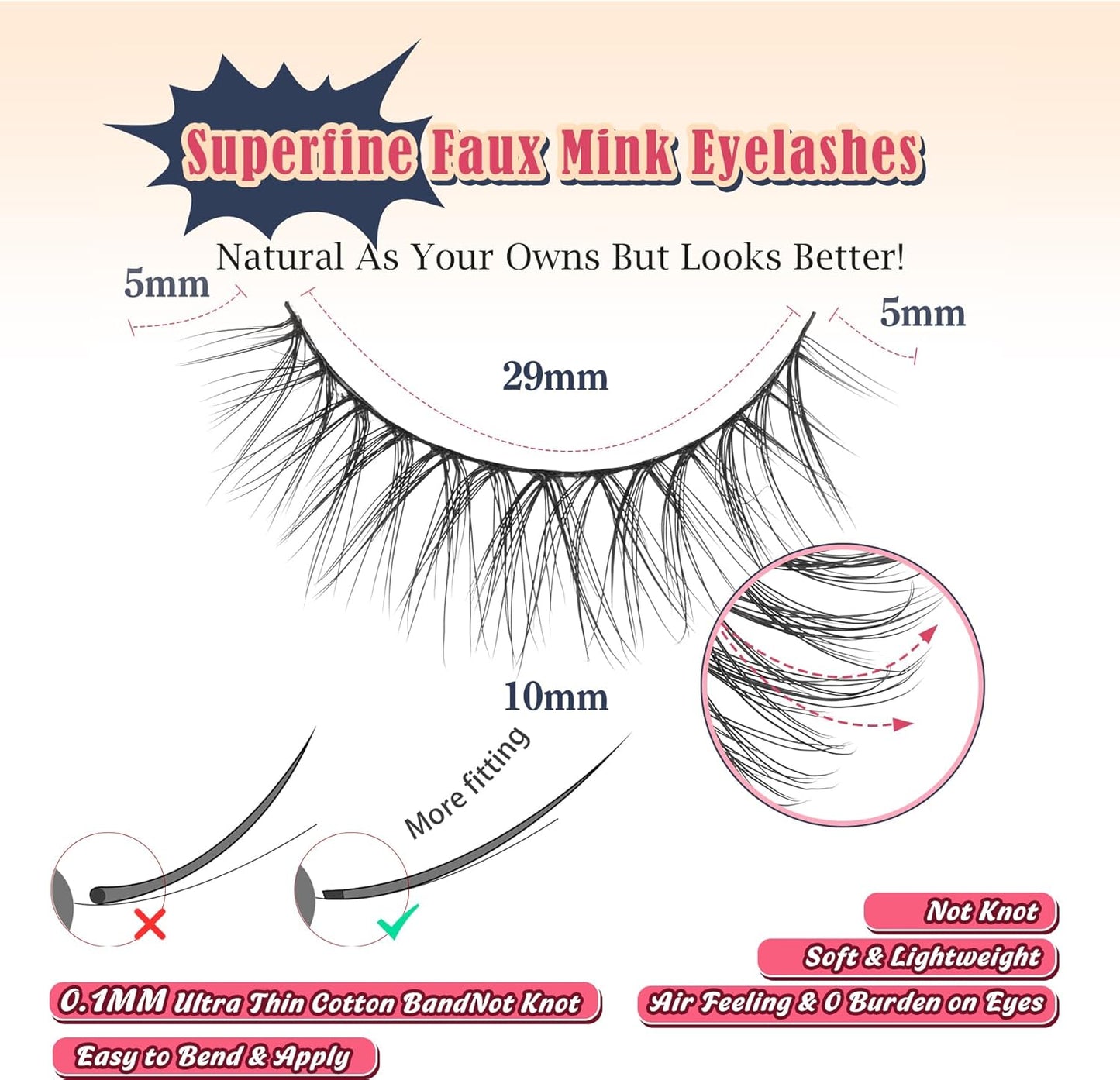 Natural Looking Eyelashes Wispy Lashes Short Strip Lashes False Eyelashes 10mm Eye Lashes Pack 3D Volume Eyelashes Siligli Lashes 7 Pair-FemmiqueWomen