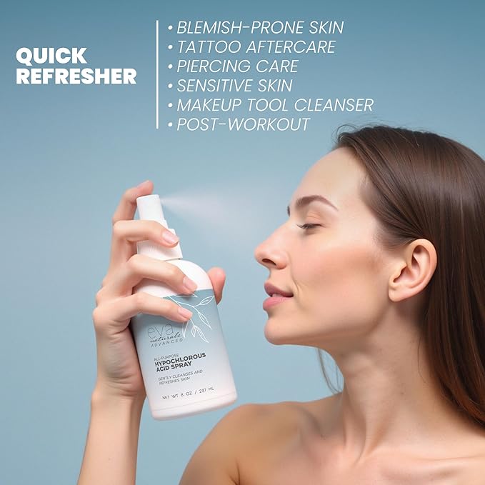 Hypochlorous Acid Spray for Face, Skin, and Body – 0.018% HOCl Facial Mist Toner, Hydrating Cleanser for Acne, Eczema, Rosacea, Eyelids, Pets, Workout, Baby, Back, Redness, Sensitive Care Spray-FemmiqueWomen