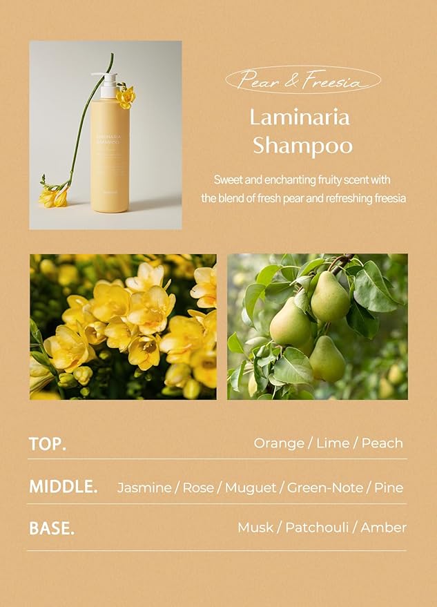 laferme Laminaria Shampoo with Organic Ingredient, Korean Clarifying Shampoo, Hydrating for Dry Hair, Strengthening for Weak Hair, Sulfate & Paraben-Free, for Women & Men,16.9 FL. OZ, Pear & Freesia-FemmiqueWomen