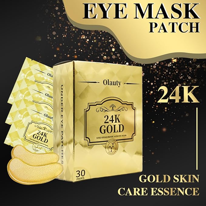30 Pairs Under Eye Patches for Puffy Eyes, 24k Gold Under Eye Mask, Gel Crystal Collagen Eye Masks for Dark Circles and Puffiness,Travel Eye Patches for Reducing Fine Lines,Moisturizing Skin Care Set-FemmiqueWomen
