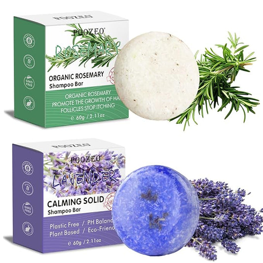2 Pack Rosemary Lavender Hair Shampoo Bar,Deep Cleansing for Scalp Hair Loss Shampoo Soap,Organic Shampoo Oil Control for Hair Growth,Refreshing and Hydrating Bar,Gifts for Women Men-FemmiqueWomen