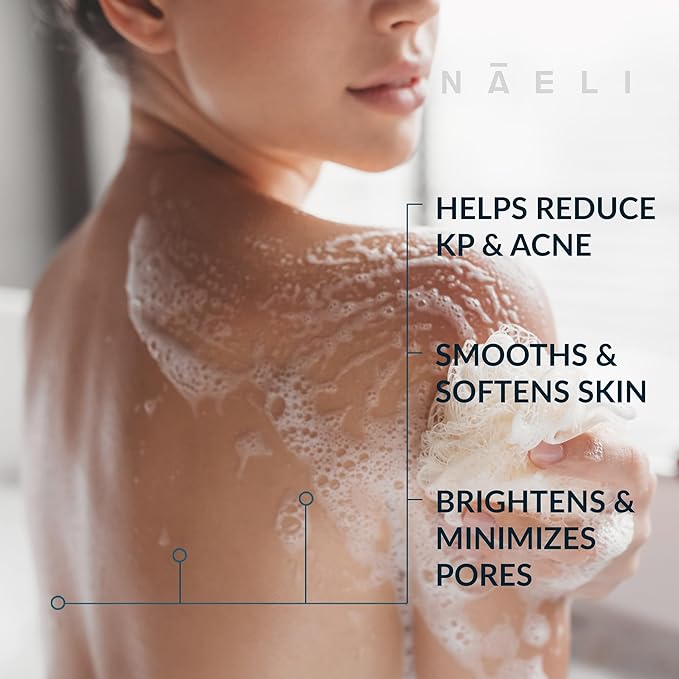 NAELI Keratosis Pilaris & Acne Exfoliating Body Wash Cleanser with 14% Glycolic & Salicylic Acid - Natural KP Bump Eraser & Strawberry Legs Treatment, Back & Butt Acne - Smooths & Hydrates, 6 oz-FemmiqueWomen